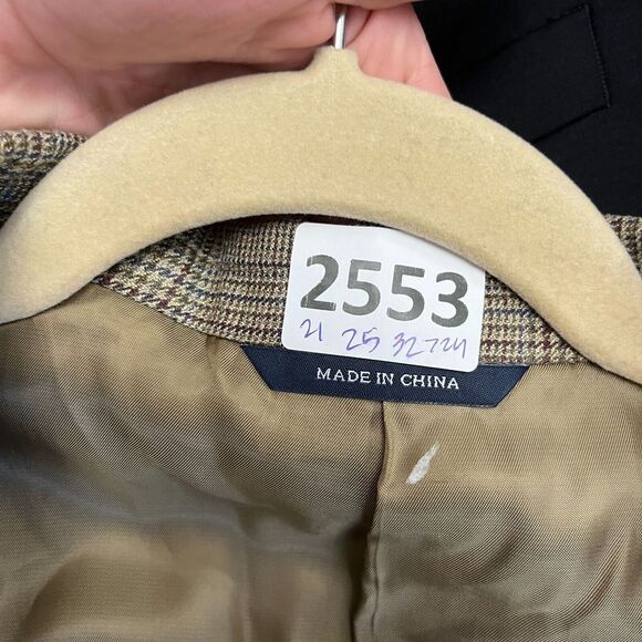 Ralph Lauren Men Brown Blazer 46R Tweed Plaid Wool Single Breast Silk Sport Coat - Picture 10 of 10